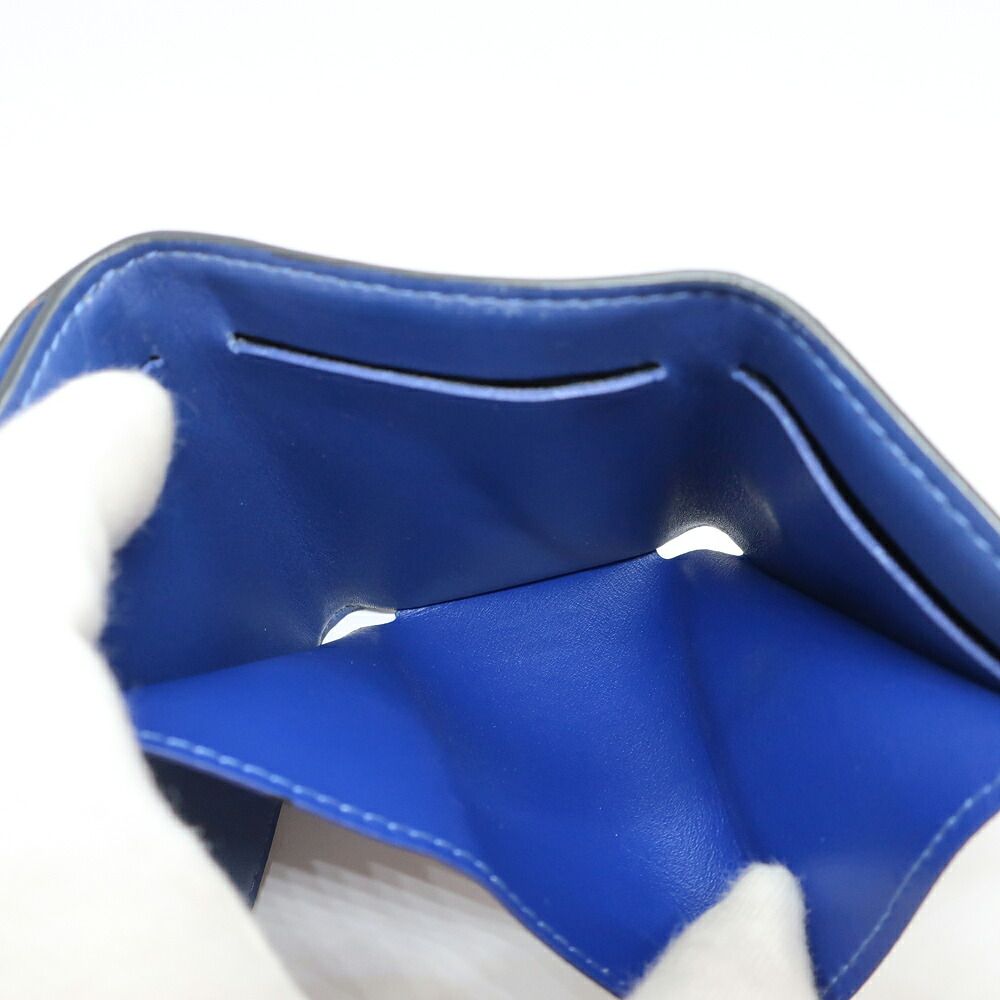 Hermes Ten Discovery Compact Wallet Cobalt Blue Taigarama Mini Trifold — view 4