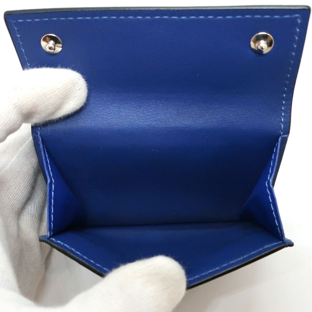 Hermes Ten Discovery Compact Wallet Cobalt Blue Taigarama Mini Trifold — view 3