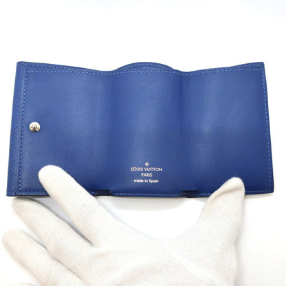 Hermes Ten Discovery Compact Wallet Cobalt Blue Taigarama Mini Trifold — view 5