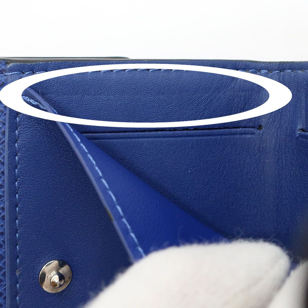Hermes Ten Discovery Compact Wallet Cobalt Blue Taigarama Mini Trifold — view 8