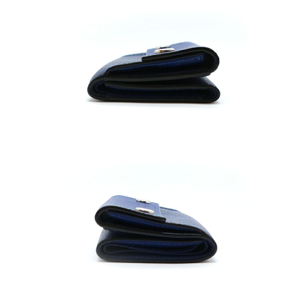 Hermes Ten Discovery Compact Wallet Cobalt Blue Taigarama Mini Trifold — view 6