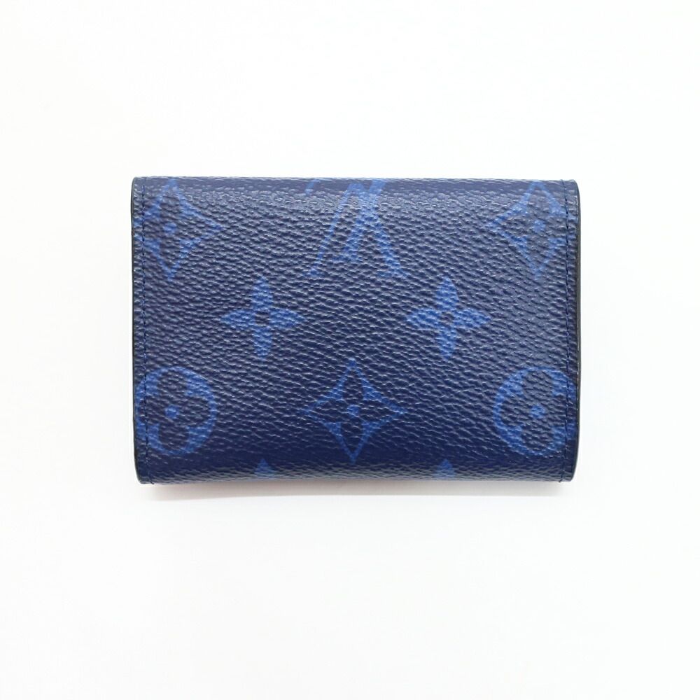 Hermes Ten Discovery Compact Wallet Cobalt Blue Taigarama Mini Trifold — view 2