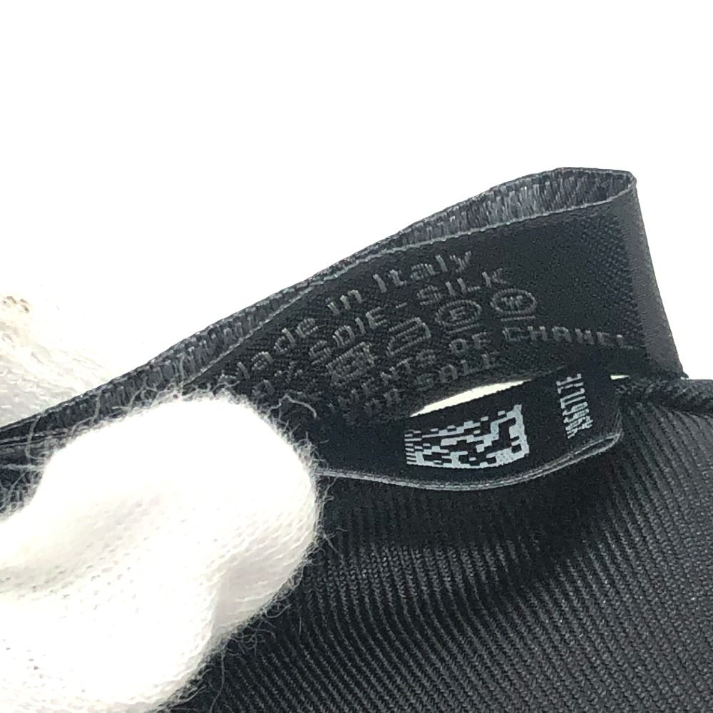 Chanel Scarf CC Logo Chain All Over Pattern Silk Black — view 7