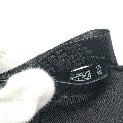 Chanel Scarf CC Logo Chain All Over Pattern Silk Black — view 7