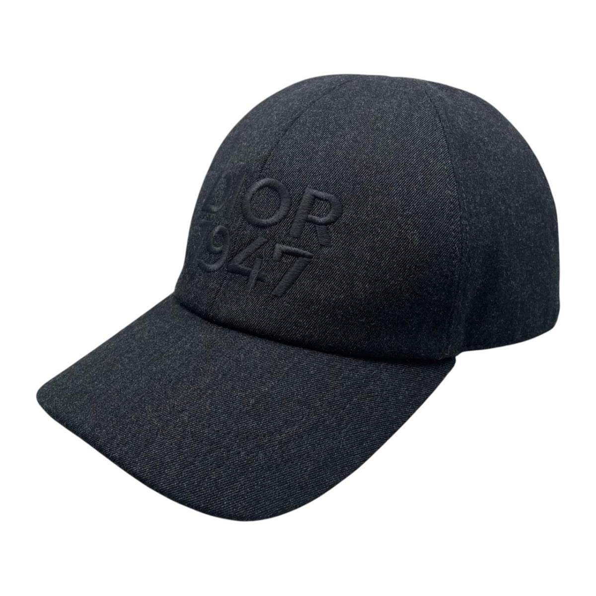 Dior Hat Baseball Cap XL Wool Logo Gray