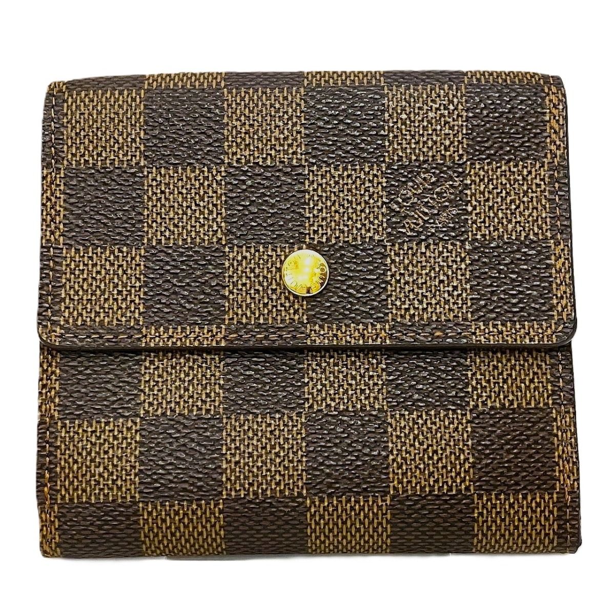 Louis Vuitton Portefeuille Elise Damier Ebene Trifold Wallet Leather