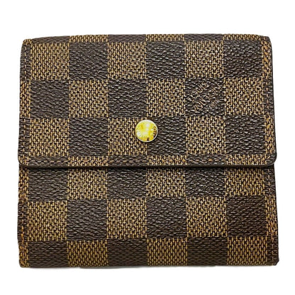 Louis Vuitton Portefeuille Elise Damier Ebene Trifold Wallet Leather