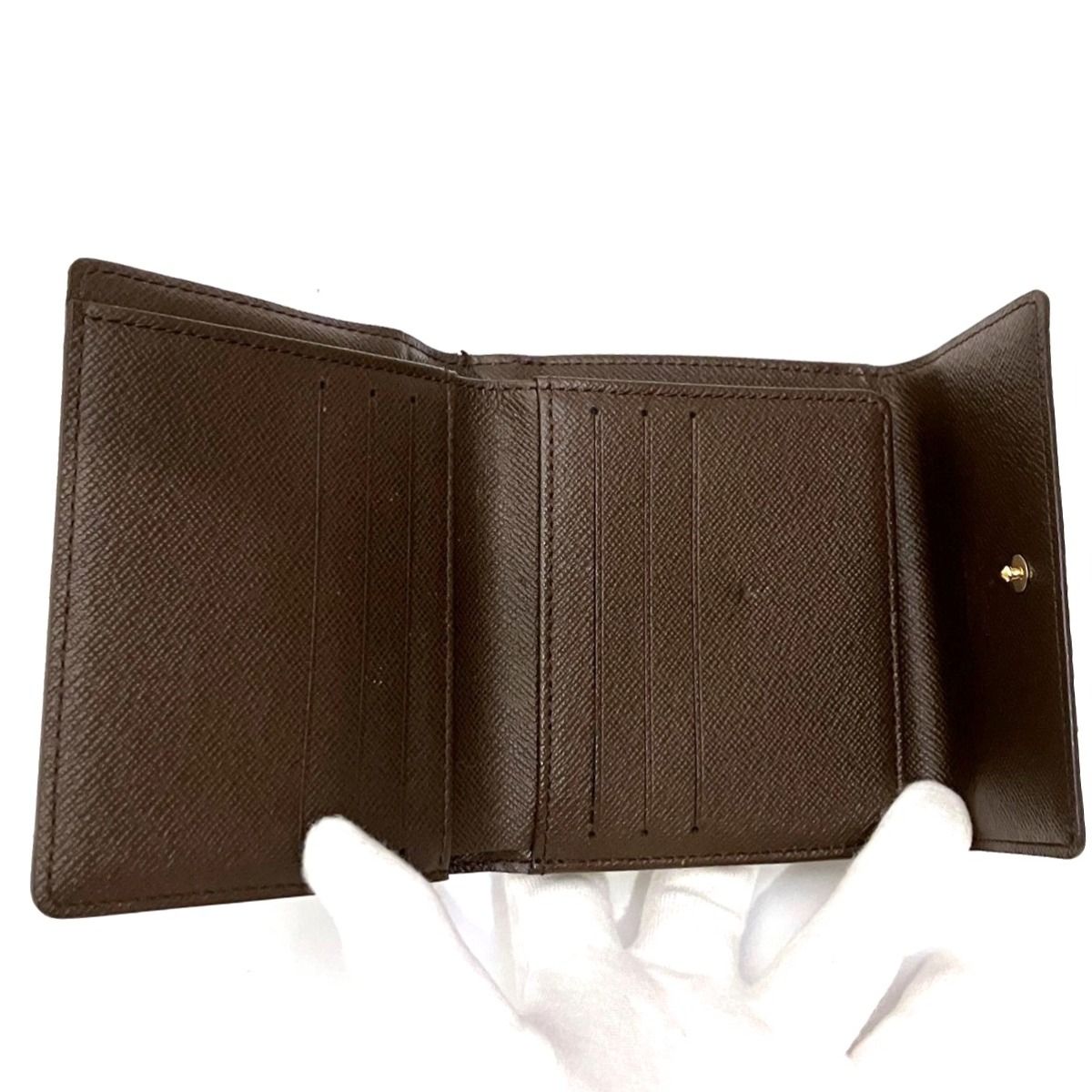 Louis Vuitton Portefeuille Elise Damier Ebene Trifold Wallet Leather — view 3