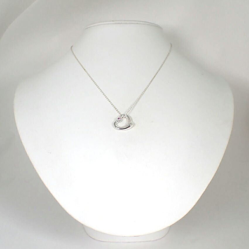 Tiffany & Co 925 Open Heart Pink Sapphire Necklace — view 2