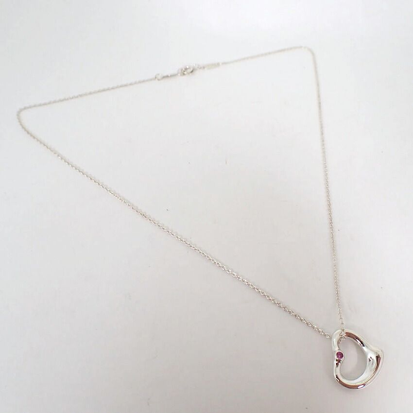 Tiffany & Co 925 Open Heart Pink Sapphire Necklace — view 3