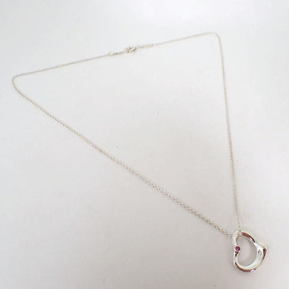 Tiffany & Co 925 Open Heart Pink Sapphire Necklace — view 3