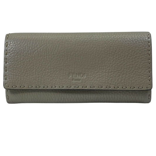 Fendi Selleria Wallet Bifold Leather Beige Practical Daily