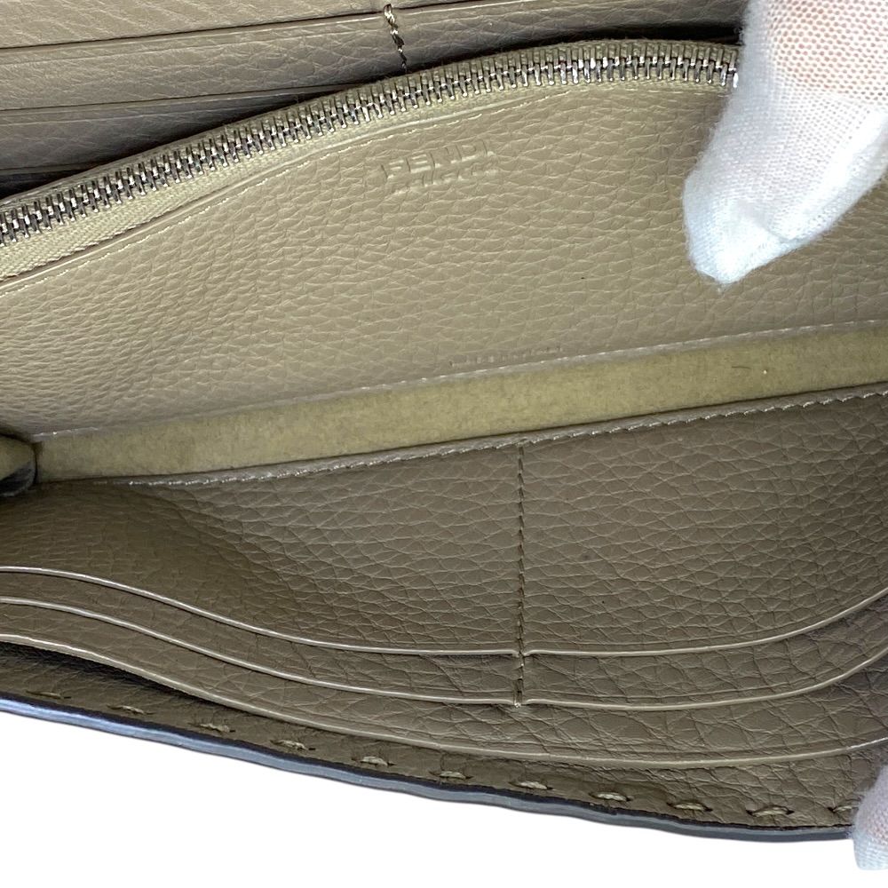 Fendi Selleria Wallet Bifold Leather Beige Practical Daily — view 8