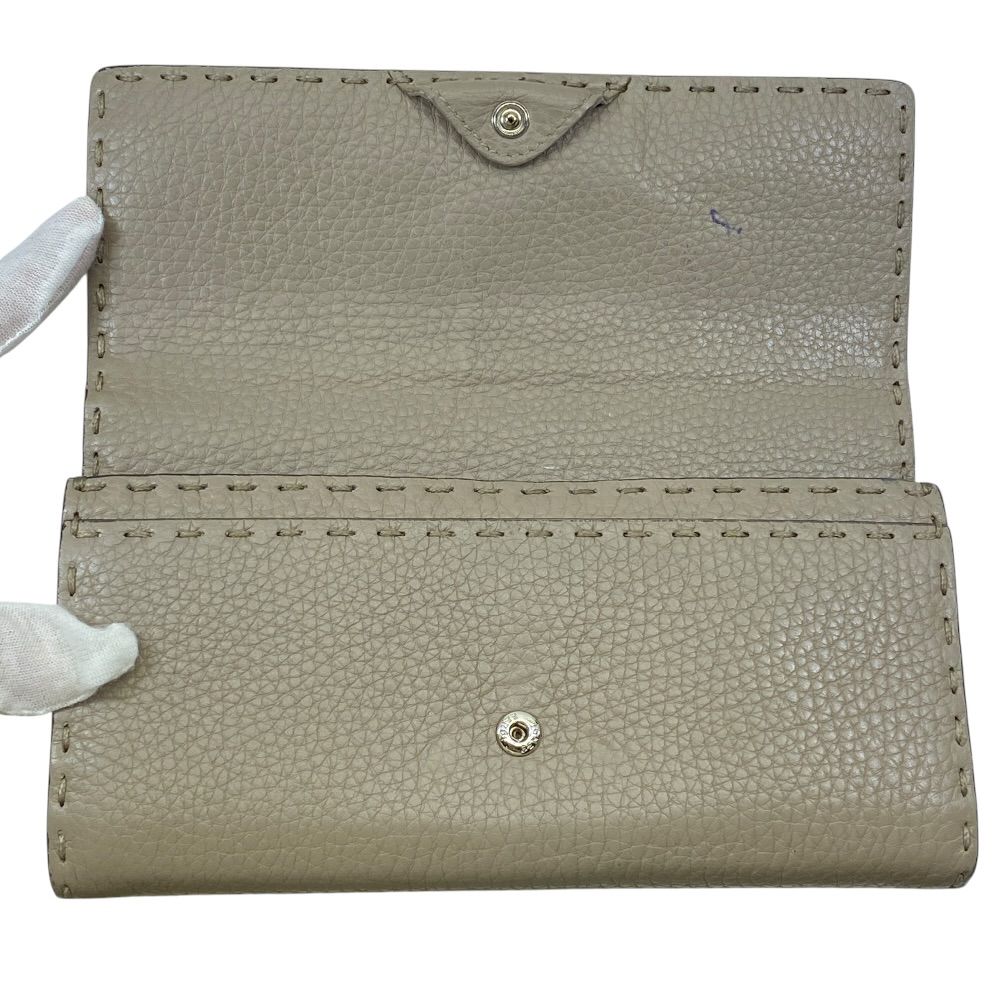 Fendi Selleria Wallet Bifold Leather Beige Practical Daily — view 5