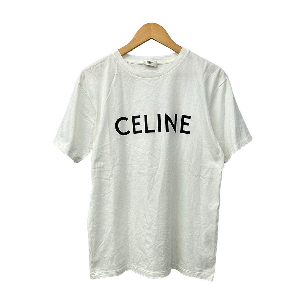 Celine Short Sleeve T-Shirt S Loose White Black Crew