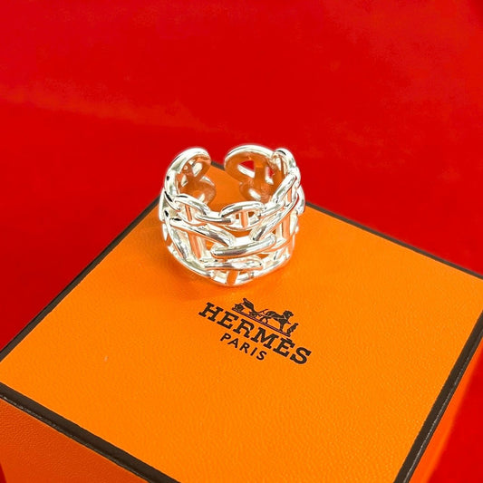 Hermes Chaine D'Ancre Enchainee GM Ring 925 Sterling Silver