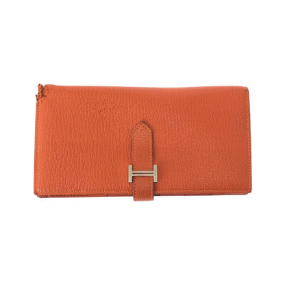 Hermes Bearn Souffle Orange Silver Veau Epsom Wallet