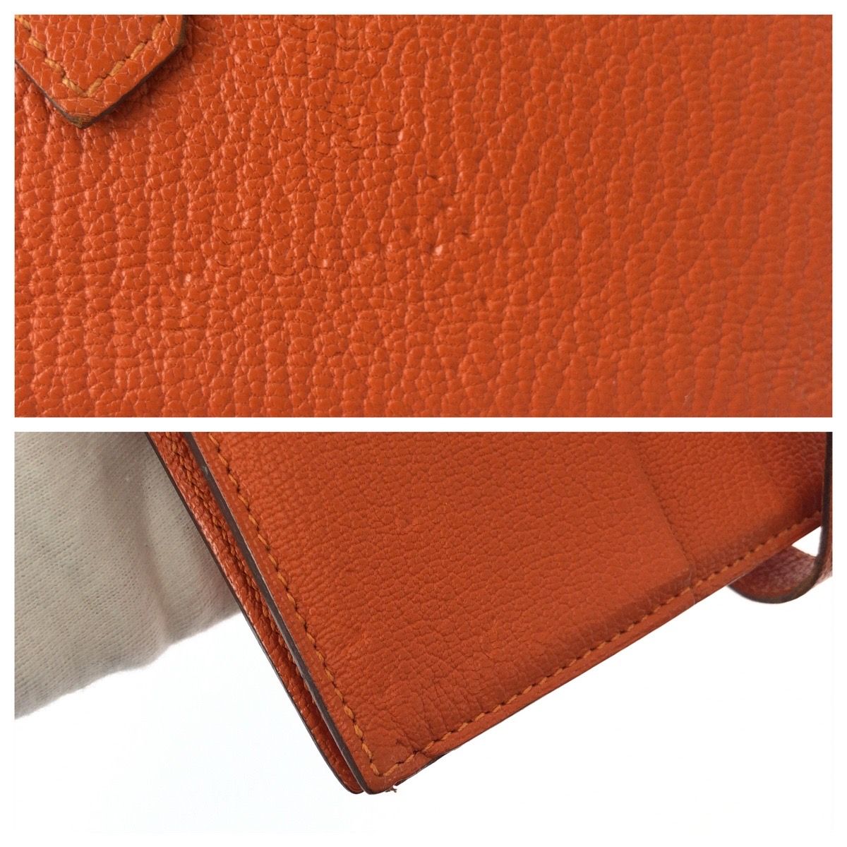 Hermes Bearn Souffle Orange Silver Veau Epsom Wallet — view 6