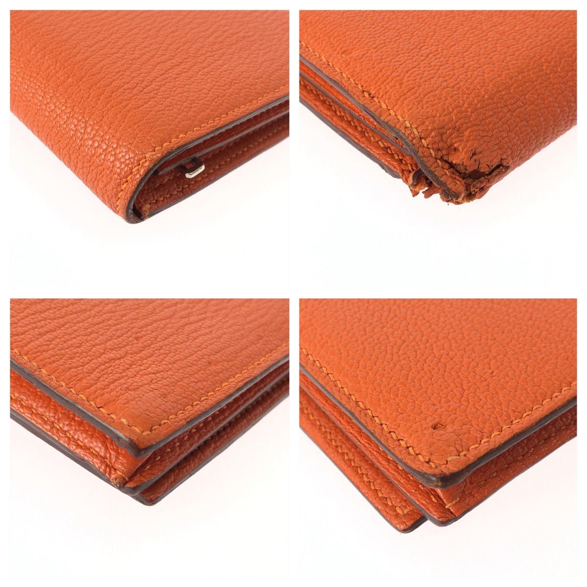 Hermes Bearn Souffle Orange Silver Veau Epsom Wallet — view 4