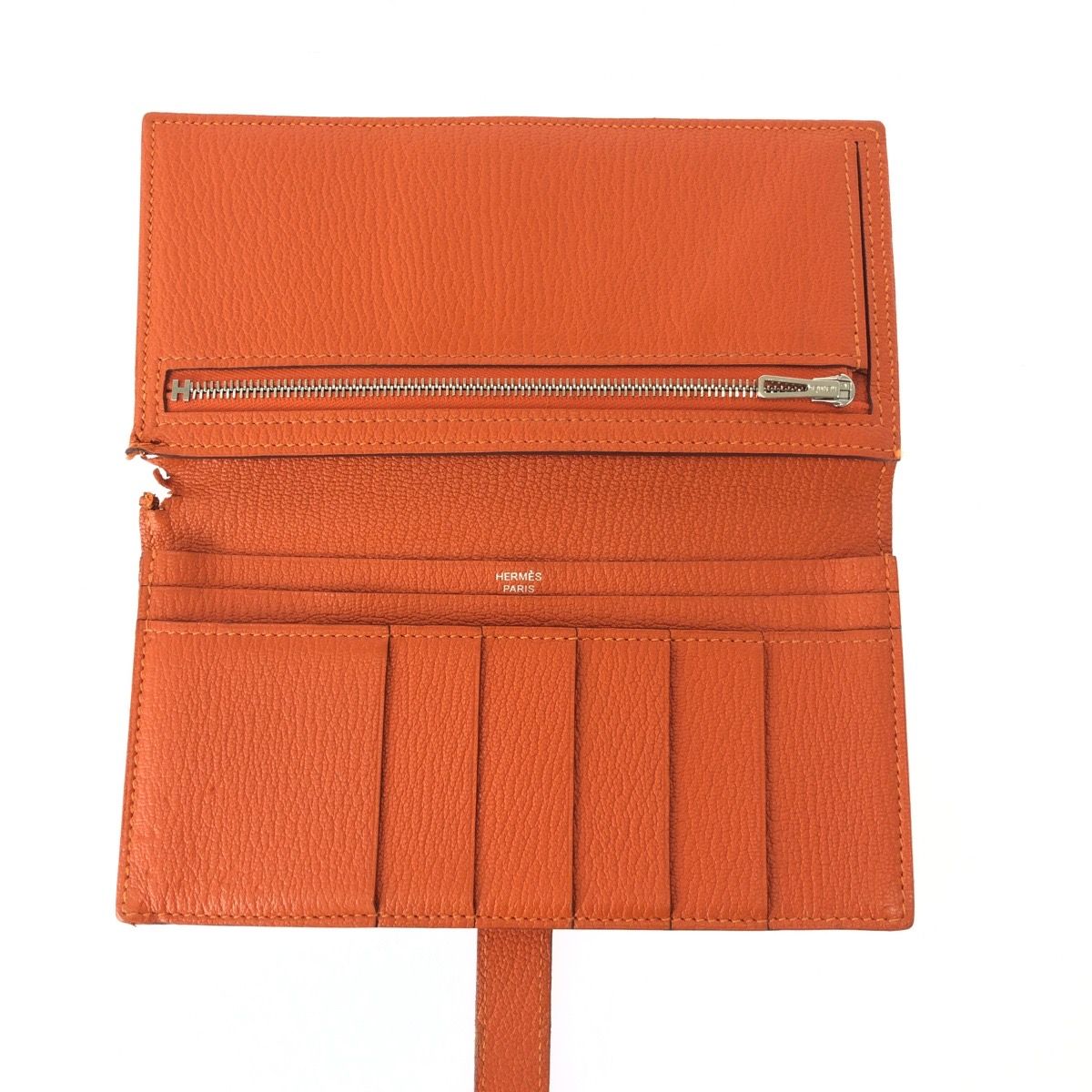 Hermes Bearn Souffle Orange Silver Veau Epsom Wallet — view 8