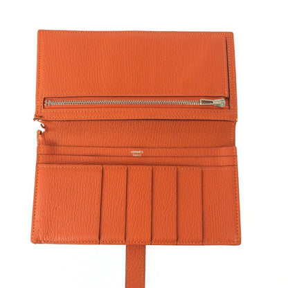Hermes Bearn Souffle Orange Silver Veau Epsom Wallet — view 8