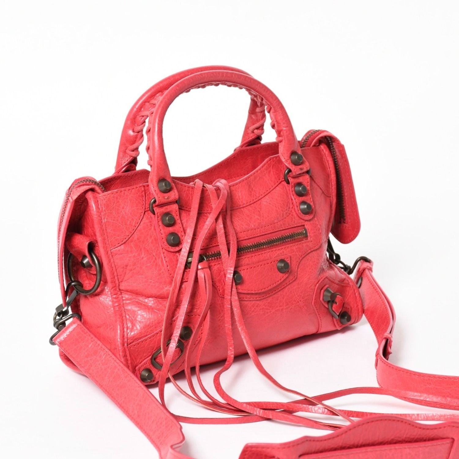 Balenciaga Classic Mini City 2-Way Shoulder Bag Leather Red Pink — view 3