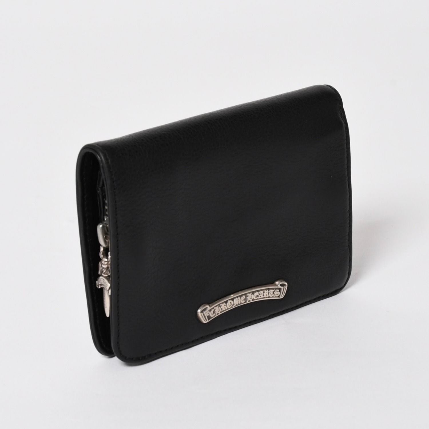 Chrome Hearts Wallet Joey Bifold Dagger Zip Scroll Label Black — view 3