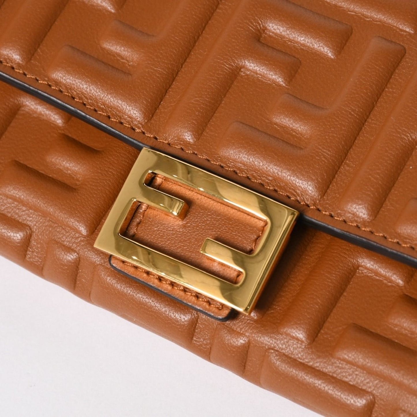 Fendi Wallet Continental Embossed FF Logo Brown Nappa Leather Gold — view 7