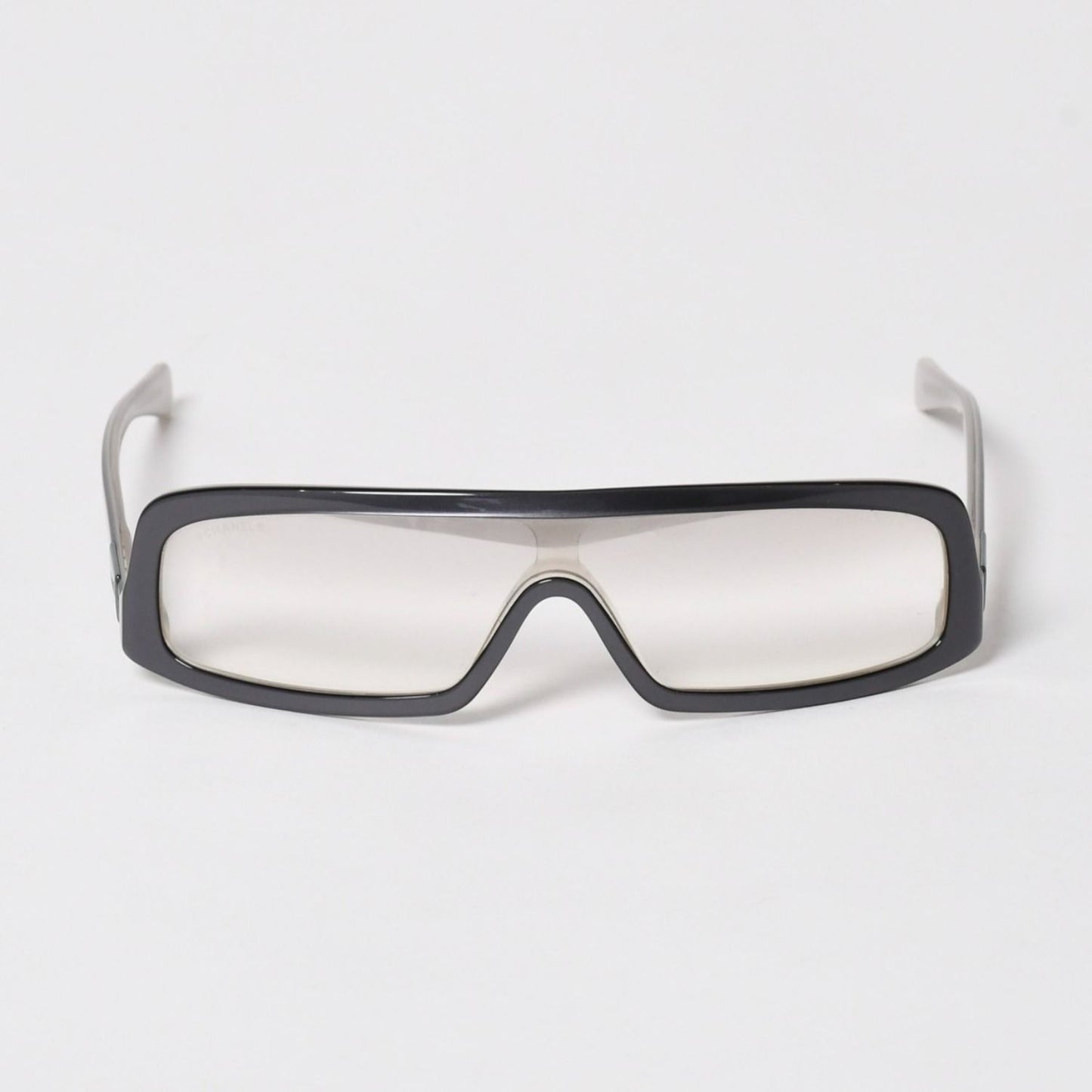 Chanel Shield Shape Sunglasses Acetate Gray Eyewear