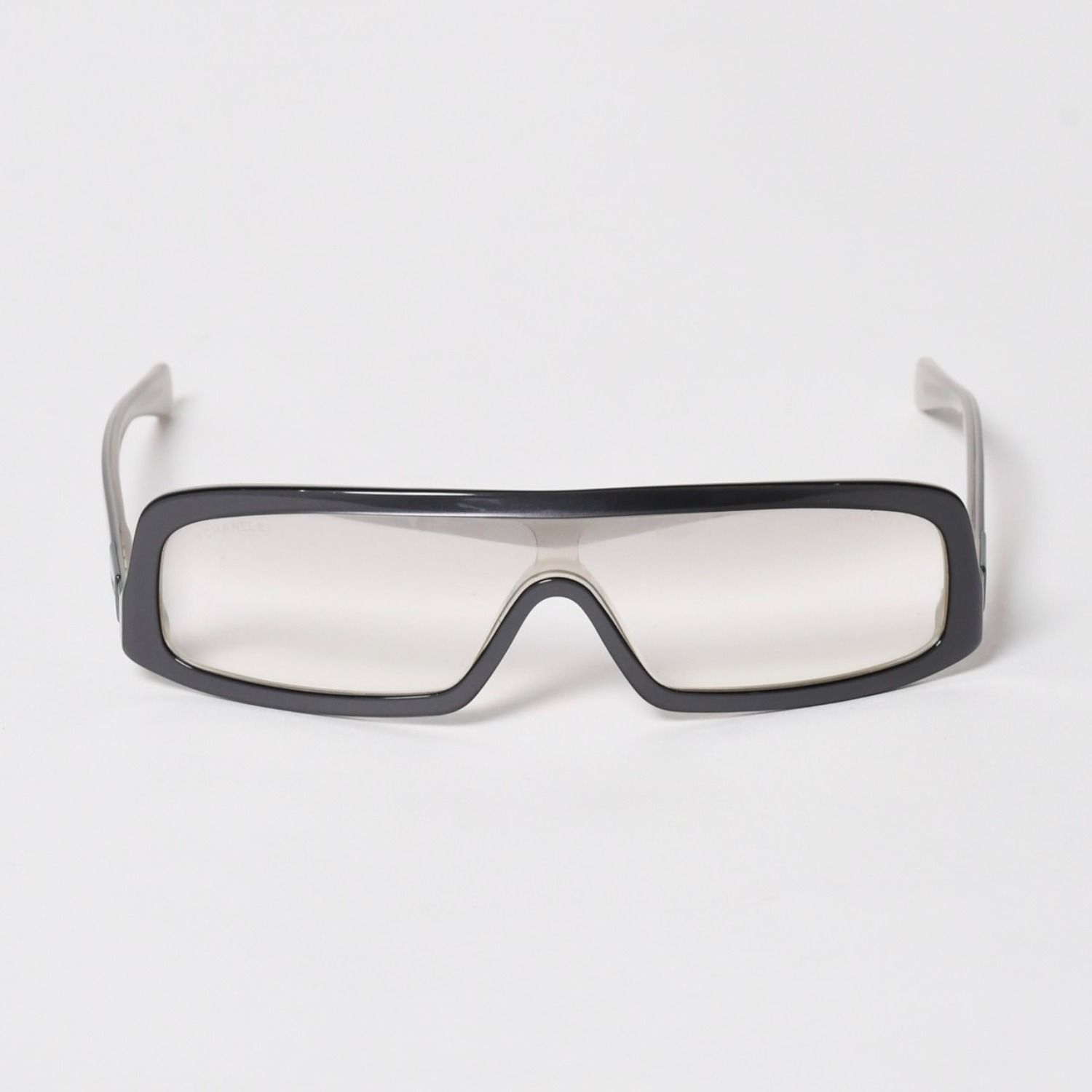 Chanel Shield Shape Sunglasses Acetate Gray Eyewear