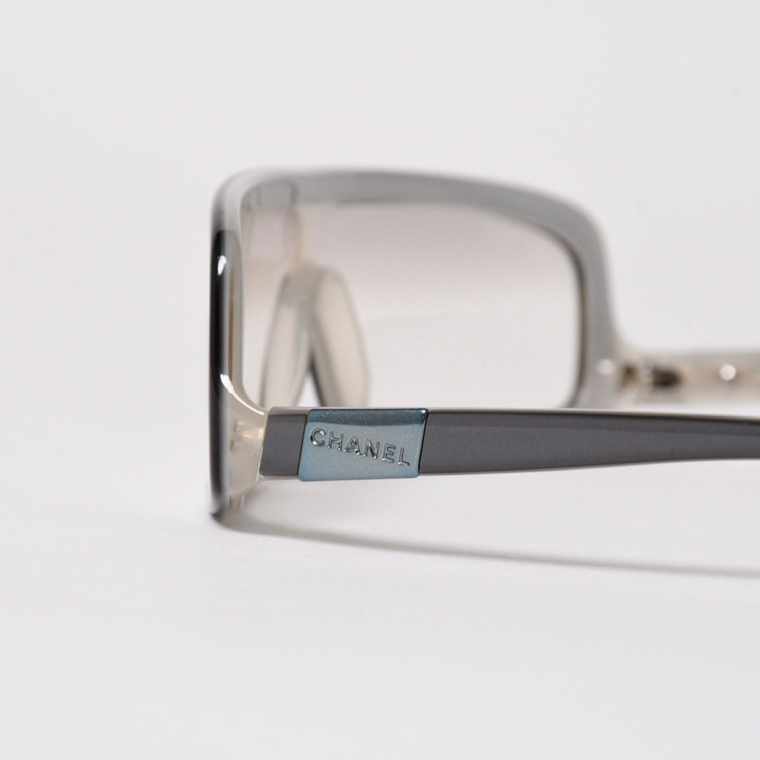 Chanel Shield Shape Sunglasses Acetate Gray Eyewear — view 5