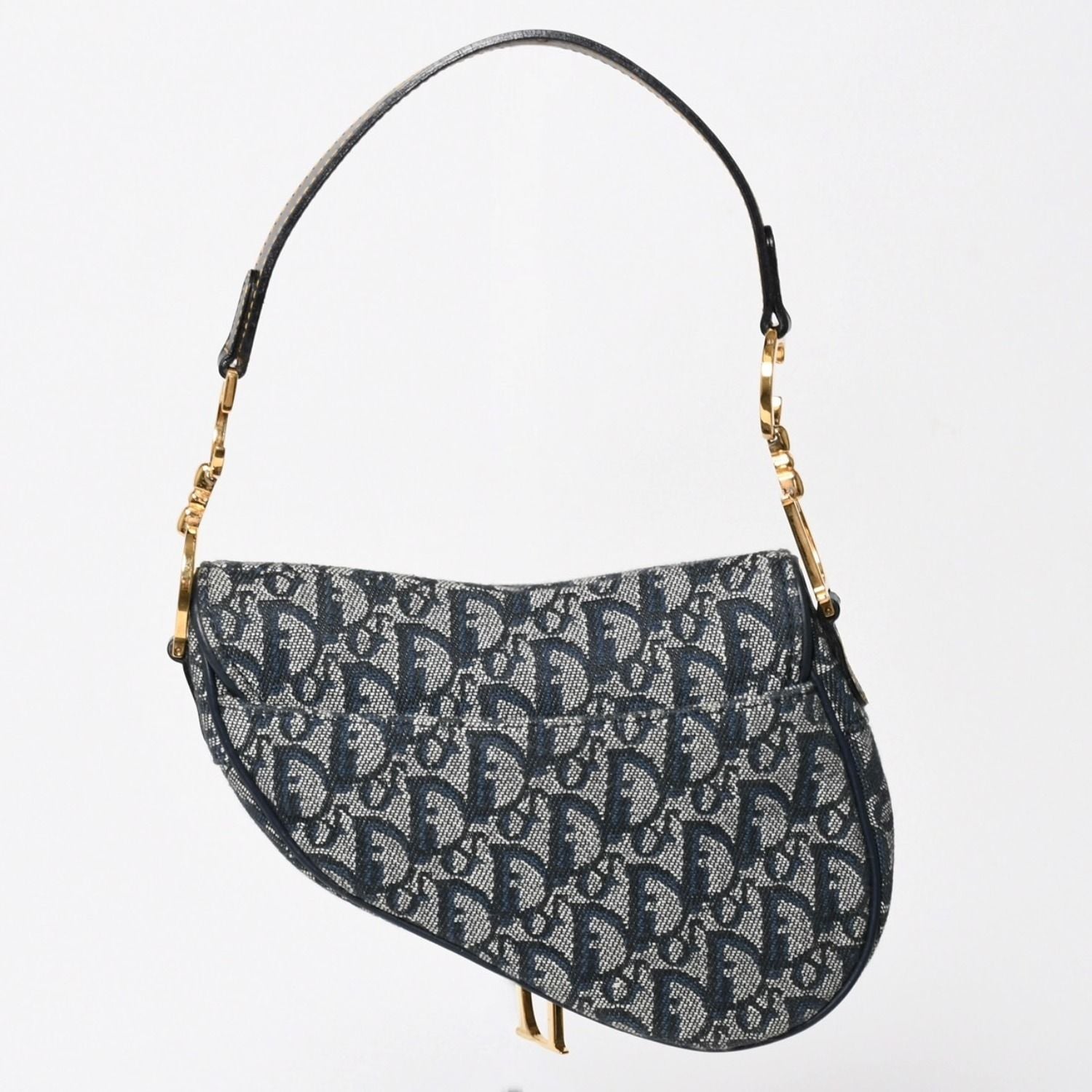 Dior Mini Saddle Bag Trotter Canvas Leather Navy — view 2