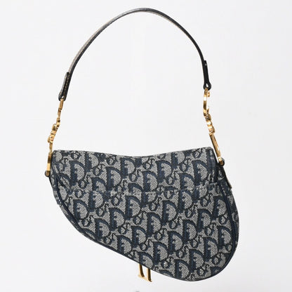 Dior Mini Saddle Bag Trotter Canvas Leather Navy — view 2