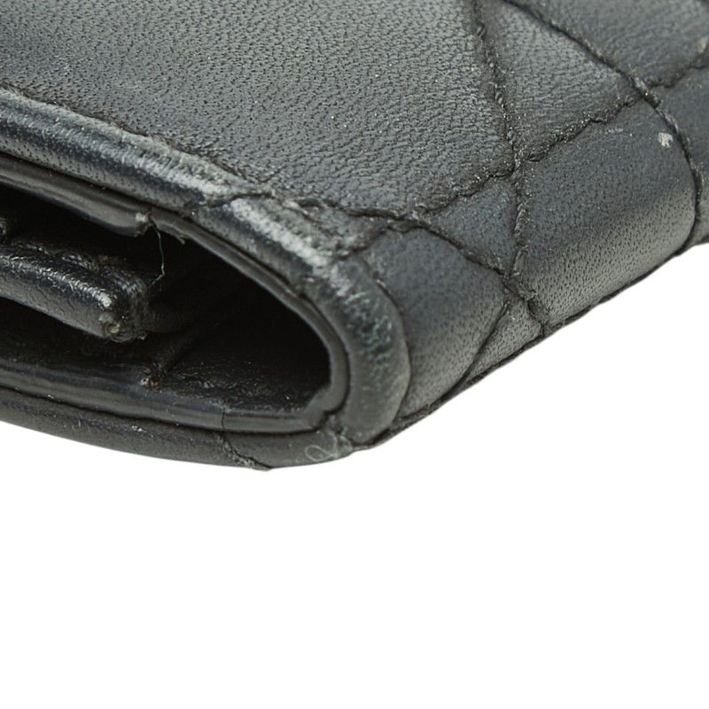 Dior Cannage Lady Dior Bloom Card Case Holder Business Black Leather — view 6