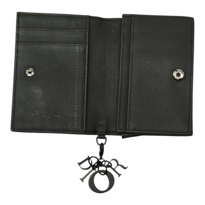 Dior Cannage Lady Dior Bloom Card Case Holder Business Black Leather — view 8