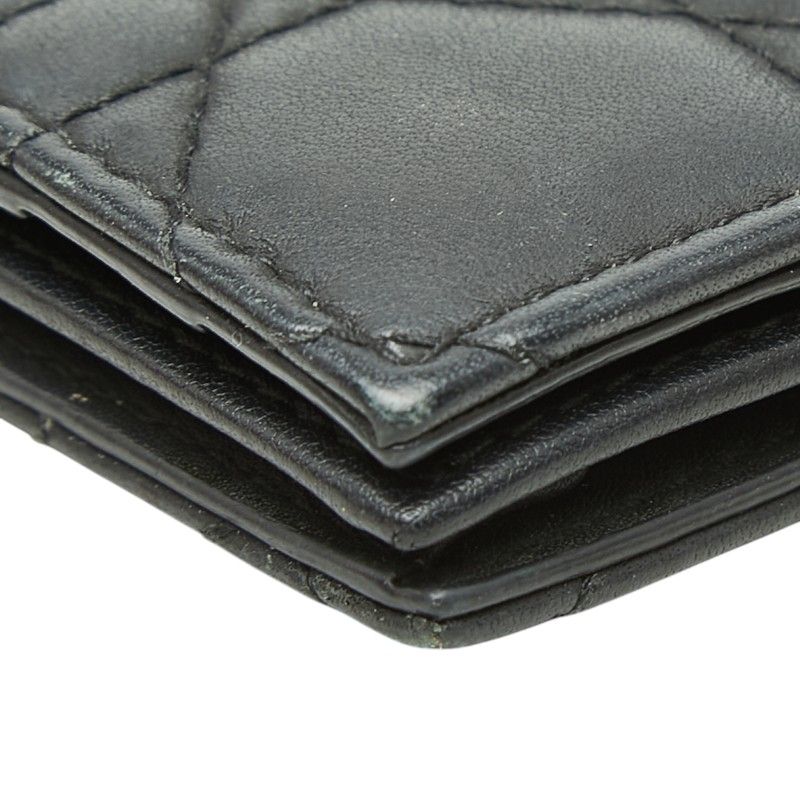 Dior Cannage Lady Dior Bloom Card Case Holder Business Black Leather — view 5