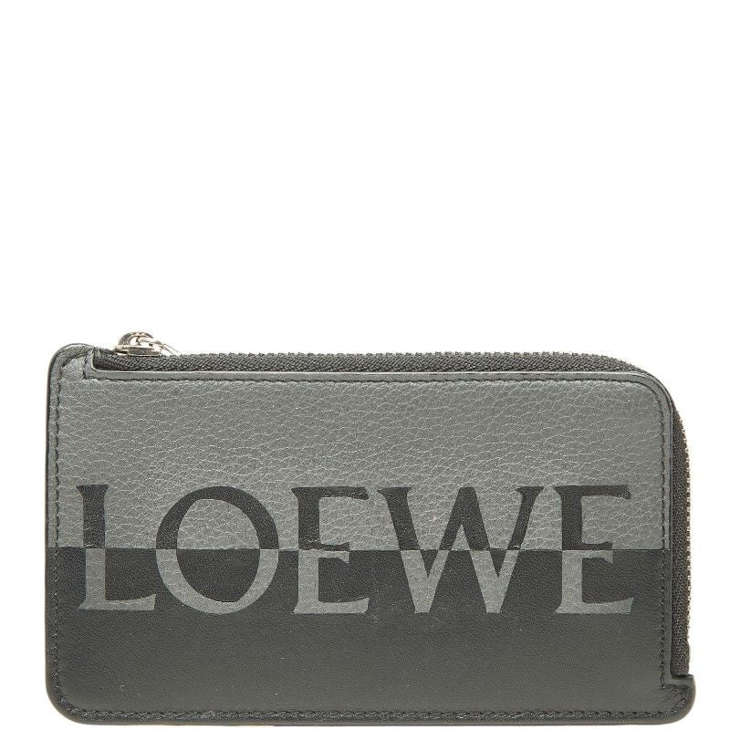 Loewe Logo Bicolor Fragment Case Coin Card Gray Black Leather