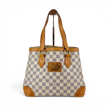 Louis Vuitton Damier Azur Leather Hampstead PM Tote Shoulder Bag — view 2