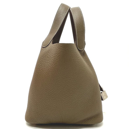 Hermes Handbag Picotin Lock PM 18 PM Taurillon Clemence Etoupe — view 4