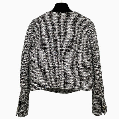 Chanel Jacket Tweed Bijou Flower Button Gray — view 2