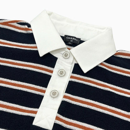 Chanel Polo Shirt Border Lion Button Cotton Black — view 4