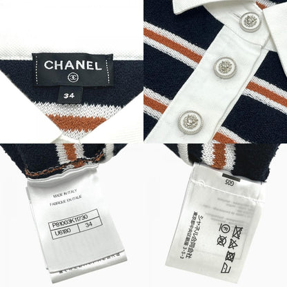 Chanel Polo Shirt Border Lion Button Cotton Black — view 8