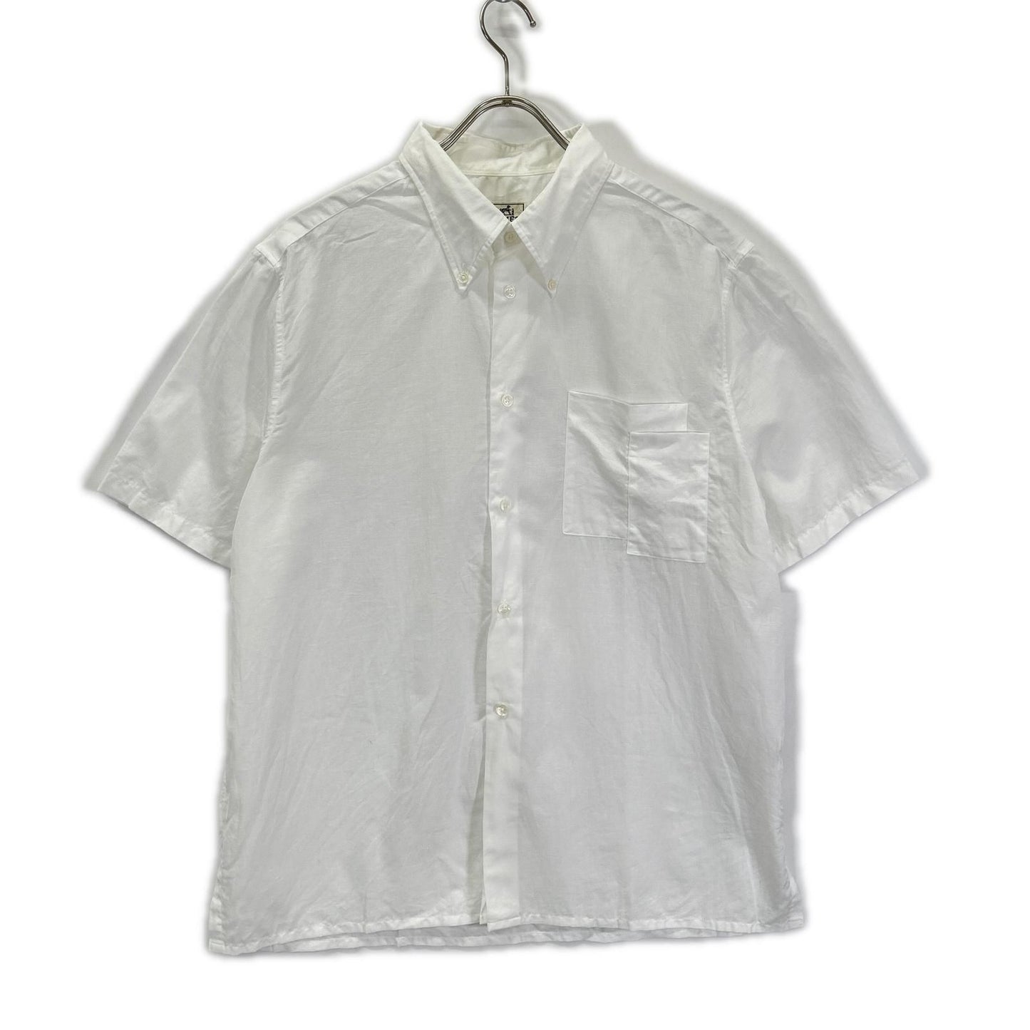 Hermes Button Down Short Sleeve Shirt Linen Blend White