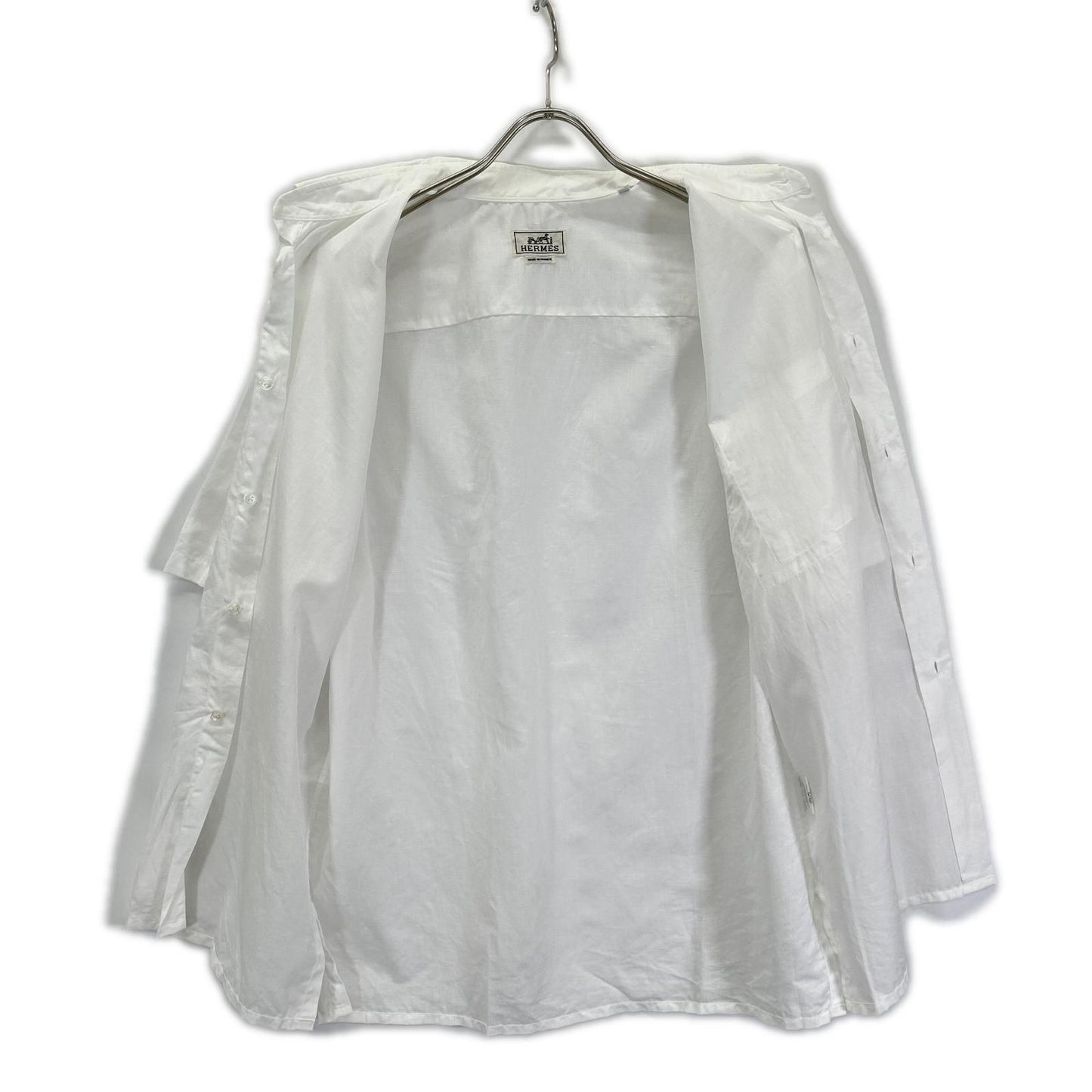 Hermes Button Down Short Sleeve Shirt Linen Blend White — view 3