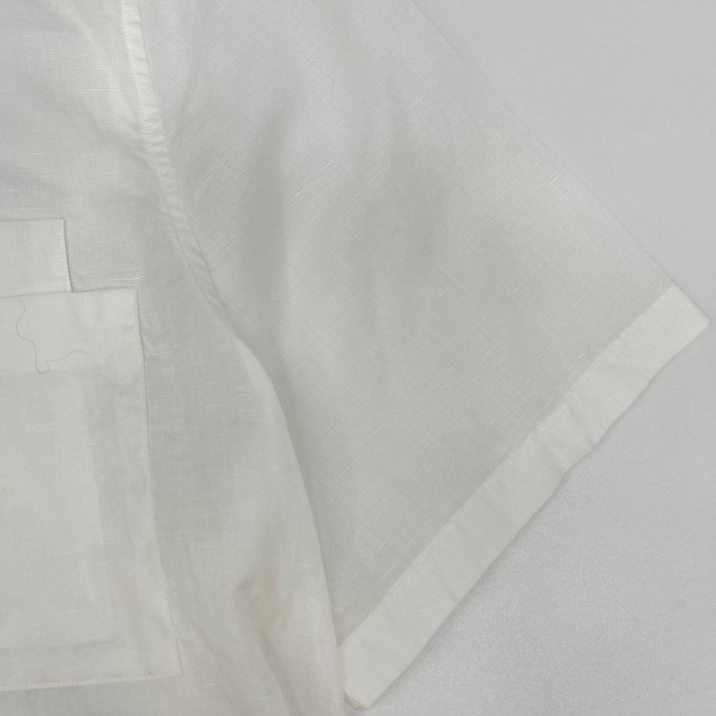 Hermes Button Down Short Sleeve Shirt Linen Blend White — view 8