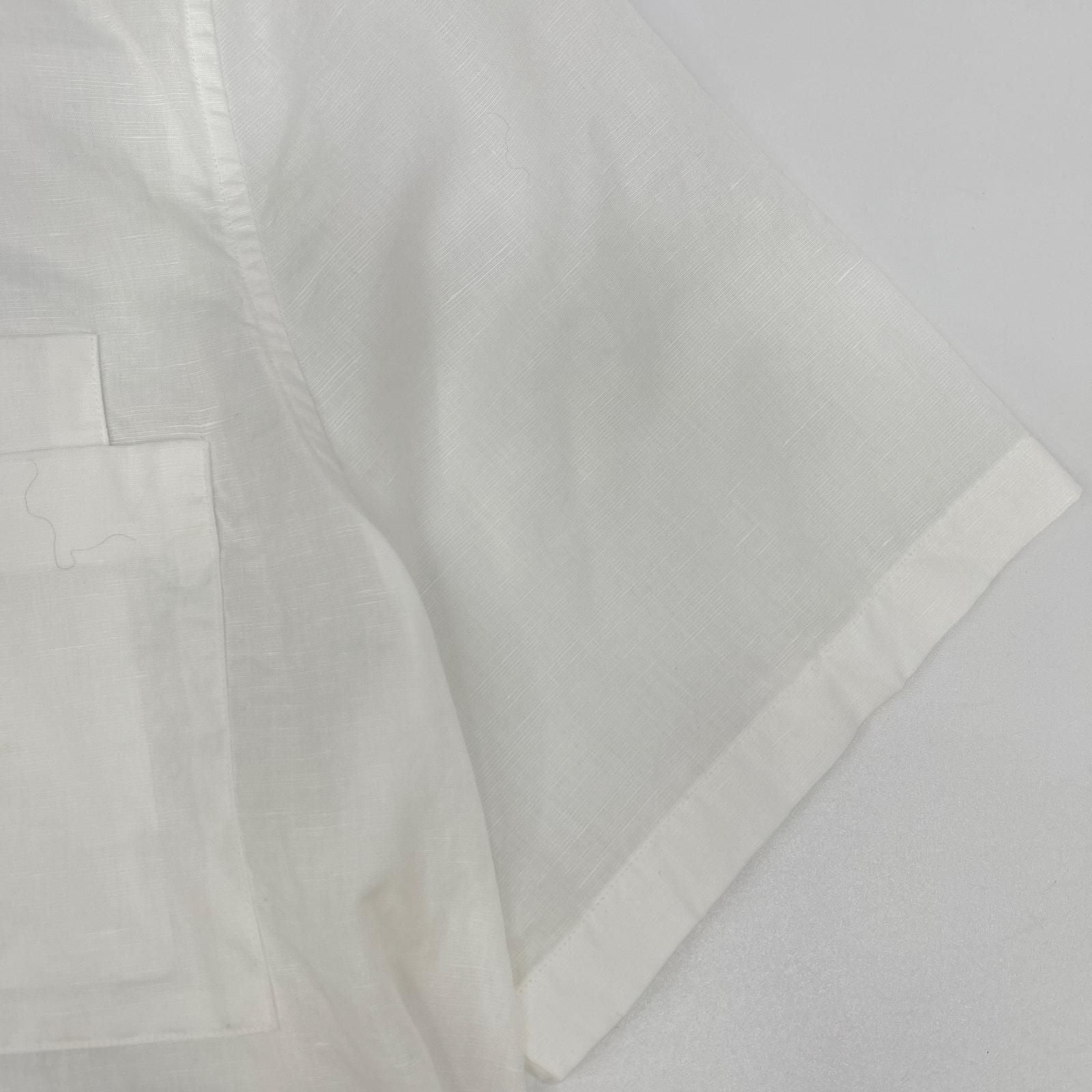 Hermes Button Down Short Sleeve Shirt Linen Blend White — view 8