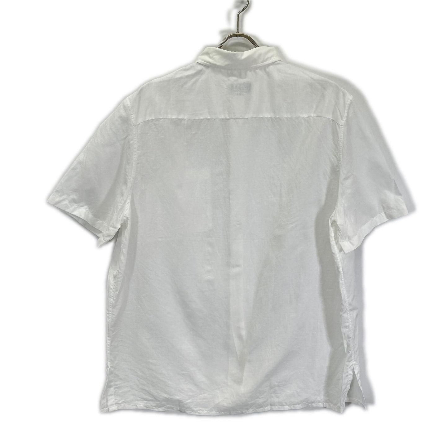 Hermes Button Down Short Sleeve Shirt Linen Blend White — view 2