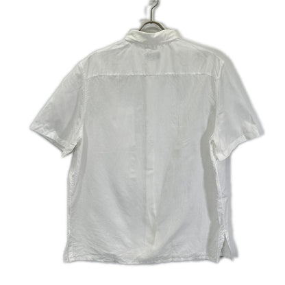 Hermes Button Down Short Sleeve Shirt Linen Blend White — view 2