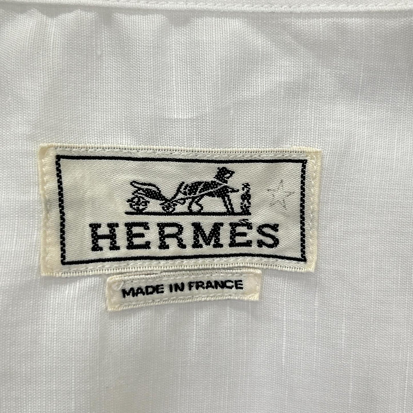 Hermes Button Down Short Sleeve Shirt Linen Blend White — view 4