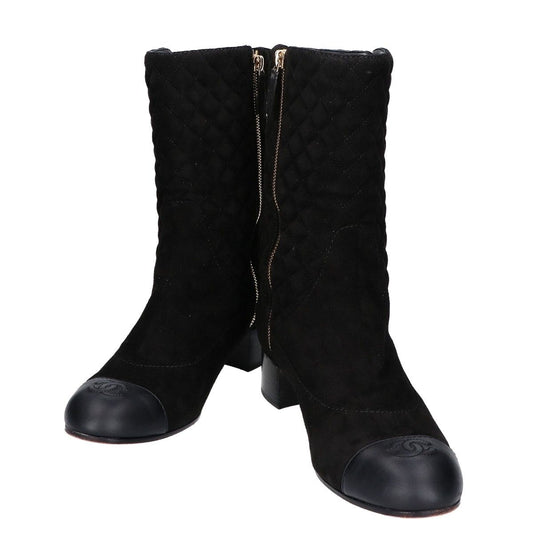 Chanel Faux Pearl Quilted Suede Boots